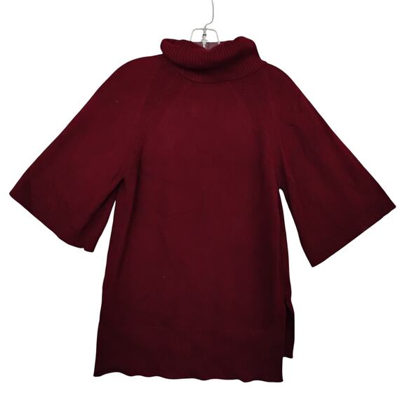 Per Se by Carlisle Fine Knit Top Size XS Burgundy Turtleneck Short Wide Sleeves - Picture 5 of 8